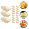 Dinnerware Sets 200 Pcs Snack Bowl Disposable Wooden Boat Fast Serving Tray Bamboo Bowls