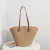 Duffel Bags Portable Casual Grocery Handbags Large Capacity Tote Bag Bucket Travel Women Handbag Beach Shoulder Woven Straw