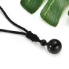 Fashion Black Obsidian Stone Lucky Pendant Weaving Rope Necklace Retro Lover Necklaces Jewelry