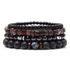 Charm Bracelets 2023 Natural Volcanic Stone Wood Beads Bracelet For Men Hematite Men's Polished Black Onyx