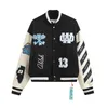 Off White Jacket Autumn Windbreak Outdoor Bomber Coats Streetwear Outerwear Ow Baseball Jackets Man Off Letter Embroidery Hot Drilling 7726