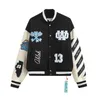 Off White Jacket Autumn Windbreak Outdoor Bomber Coats Streetwear Outerwear Ow Baseball Jackets Man Off Letter Brodery Hot Drilling 7726