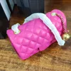 Детские сумки CC Bag Womens Fuchsia Классический мини -лопаток квадратный пакет квадратный пак