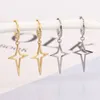 Hoop Earrings RYJU 925 Sterling Silver Lightweight Cut Out Star Creative Piercing Earring For Women Girl Teen Daughter Holiday Party Gift