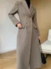 Mulheres mistura en longo casaco outono inverno retro high end temperamento cintura comprimento jaqueta feminina senhora do escritório moda 231021