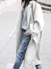 Wełniane mieszanki damskiej długie wełniane płaszcz Kobiety jesienne zima gruba kurtka damski vintage luźne klapy płaszcze Koreańskie modne płaszcze wiatrówki 231020