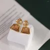 Stud Earrings 2023 Design French Luxury Exquisite Tawny Crystal Everyday Fashionable For Girls Jewelry.