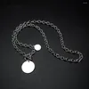 Pendentif Colliers Gratuit Acier inoxydable Collier de disque personnalisé Cercle Étiquette ronde Initiale avec fermoir à bascule