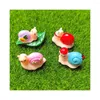 Fleurs décoratives mignon Mini dessin animé résine escargot ornement Miniature Figurine fée Animal maison jardin décoration artisanat cadeau 28 35mm