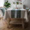 Tischdecke Threetone Plaid Dekorative Leinentischdecke mit Quaste wasserdicht ölbeständig verdicken rechteckig Hochzeit Esszimmer Tee 231020