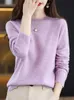 Damen Strick T-Shirts Aliselect Mode 100 % Merinowolle Kaschmir Damen Strickpullover O-Ausschnitt Langarm Pullover Herbst Kleidung Jumper Top 231021