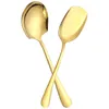 Set di stoviglie 2 cucchiai da tavola cucchiai da dessert maschili mini utensili da portata in oro riso in acciaio inossidabile