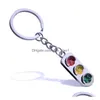 Party Favor Traffic Light NeyChain Alloy Car Key Ring Metal Bag Pendant Creative Birthday Wedding Partygifts Q442 Drop Delivery Home DH83T