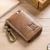 Brieftaschen Echtes Leder Männer Brieftasche mit Schlüsseltasche Kleine Reißverschluss Schlüsselbund Haushälterin Design Geld Tasche Bifold Geldbörse Männlich