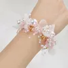 Charm Bracelets Pearl Wrist Flower Wedding Bridal Corsage Dancing Party Decor