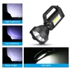 Belysning solladdning LED Portable Torch USB laddningsbar sökljus vattentätt spotlight fiske handljus arbete lykta