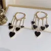 Kolczyki Dangle Fashion Kobiety czarne serce urok koreańskie proste eleganckie mąki na przyjęcie weselne prezent biżuterii