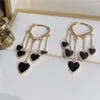 Orecchini pendenti Moda Donna Cuore nero Fascino Coreano Semplice Elegante Nappa Regalo di gioielli per feste di nozze femminili