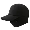 Top Caps Kış Men'in Sıcak Şapkası Kalın Beyzbol Erkekler İçin Kulaklıklar Şapkalar Kıdemli Babanın Sıradan Markaları Snapback Cap