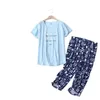 Kvinnors tvåbitar byxor Spring Summer Women's Sleep Lounge Pyjama Kort ärmkvinna Pyjama Set Tecknad Pyjamas Cotton Sleepwear Plus Size S-3XL 231021