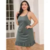 Mulheres sleepwear sexy plus size camisolas e sleepshirts para mulheres verão babados bbw sleep dress lingerie oversized noite veste 5xl