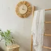 Relógios de parede palha tecido diy relógio amante nórdico moderno sala de estar decoração gota