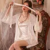 Mulheres sleepwear 2023 sexy robe pijama conjunto de veludo dourado amor onda ponto outono camisola suave simplicidade senhoras homewear