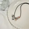 Kettingen E0BF Chinese stijl vlinder ketting Wax touw choker nek partij sieraden cadeau