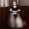 Girl Dresses Girls Banquet Dress Baby Kids Clothes Black Lace Wedding Children Clothing Sequin Tulle Evening Ceremonial Prom