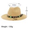 Berets Panamá Soft Shaped Chapéu de Palha Verão Mulheres Homens Ampla Brim Beach Sun Cap UV Protection Belt Trim Fedora