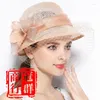 Bérets X4123 rétro britannique voile fascinateurs lin gaze casquette femmes maille chapeau dames banquet soleil ombre été chapellerie