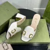 luxe vrouw pantoffel zomer Horsebit Goudkleurig lederen designer schoen Dames hoge hak man sandaal mode jurken flip flop elegant volwassen maat 35-42