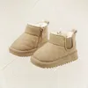 First Walkers 12155cm Brand Brand Boots Winter Winter Snow Boots with Warm Plush Solid Model Shoes Nature Shoes for 03years Kids Girls 231020