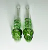 11.5cm skull shape heat resistant glass oil burner pipe green smoking pipe hand tobacco tube