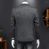 Abiti da uomo Blazer per uomo 2023 Cappotti di moda Casual Abito grigio Solido Matrimonio Autunno Slim Fit Marchio Costume Prom Party Taglia M-4XL