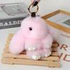 Plush Keychains Multicolor Rabbit Keychain Ring Fluffy Real Fur Pompon Bunny Trinket Key Chain Charm Cute On Bag Car Pendant 231020