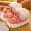 Slipper Cute Pom Rabbit Toddler Girls Slippers PU Leather Plush Thick Children Slippers Winter Warm Soft Anti Slip Kids Indoor Shoes 231020