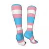 Chaussettes pour hommes drapeau de la fierté transgenre bas pour adultes absorbant l'humidité pour un usage quotidien motifs doux personnalisés