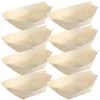 Dinnerware Sets 200 Pcs Snack Bowl Disposable Wooden Boat Fast Serving Tray Bamboo Bowls