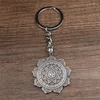 Keychains 12pcs 생명의 꽃 연꽃 만달라 키 체인 고대 선 불교 부적 영적 보석