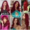 Perucas sintéticas vinho borgonha vermelho longo ondulado perucas de cabelo sintético para mulheres laranja vermelho onda do corpo halloween cosplay peruca natural resistente ao calor q231021