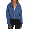 Women's Hoodies Women Loose Sweatshirt Trendy Long Sleeve Crop Hoodie Solid Color Fleece Lined Casual Warm Winter Workout Tops