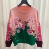 1018 2023 Autumn Märke samma stil tröjor Crew Neck Långärmad rosa gula kvinnliga kläder Fashion Fengjie6