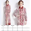 Women's Printed Dress Runway Dresses whitedress Belted Bow y2k Women promdress Dresses Vesidos 2023s partydress Long Sleeve womandress 43XL