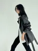 Frauen Leder 2023 Frühling/herbst Stil Übergroßen Mantel Mittel Lange Anzug Kragen Motorrad Damen Jacken