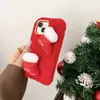 Mobiele telefoonhoesjes Koreaanse schattige 3D pluche kerstkousen Zitree telefoonhoes 15 Pro Max 11 12 13 14 Xs Xr 7 8plus harige handwarmer cartoon cover 231021