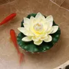 装飾的な花の花輪12pcs 18cmフローティングロータス人工花庭のパーティーガーデンプール装飾diy water lily mariage fake植物231020