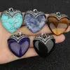 Pendant Necklaces 1Pcs Peach Heart Shape Natural Stone Lapis Lazuli Opal Crystal With Chain Display Box For Women Men Jewelry Accessories