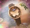 Famoso reloj para amantes de la esfera pequeña, reloj de lujo a la moda para mujer, movimiento de cuarzo, correa de cuero, oro rosa, plata, pulsera ultrafina con esqueleto de abeja 3D, reloj de pulsera para regalo