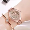 الساعات الأخرى للسيدات Watch Full Diamond Top Top Luxury Contz Quartz Steel for Ladies Punk legant Zircon Crystal Fashion Wristwatch Clock 231020